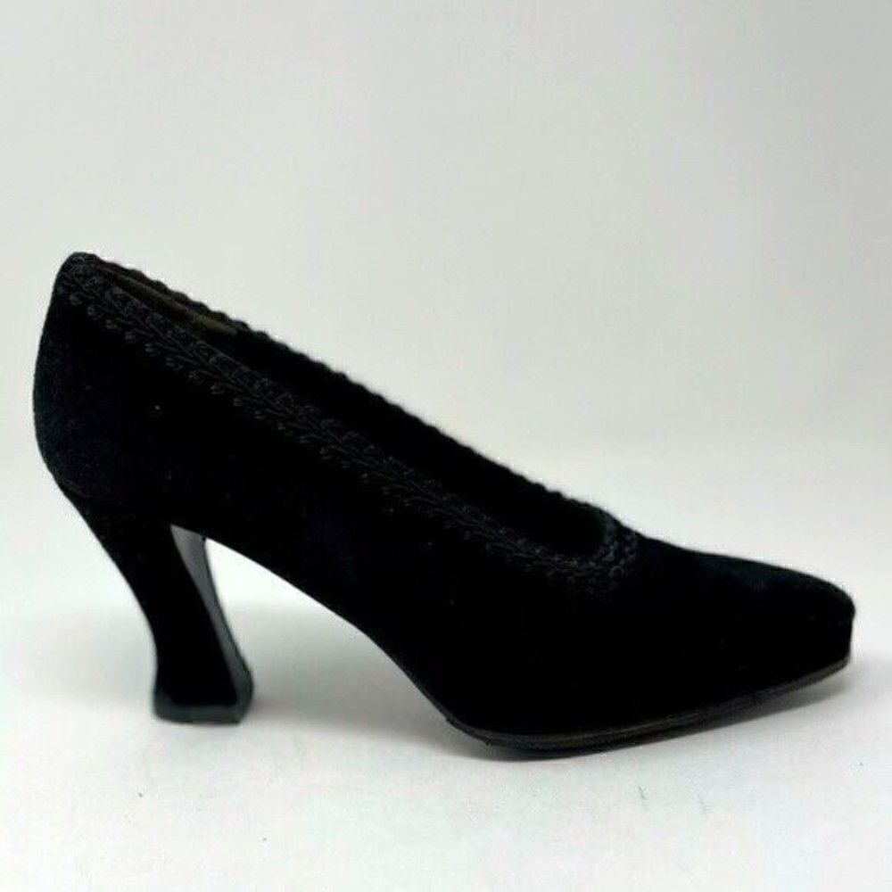 Karl Lagerfield 1980's Victorian style vintage heels black suede 6.5B BoxI